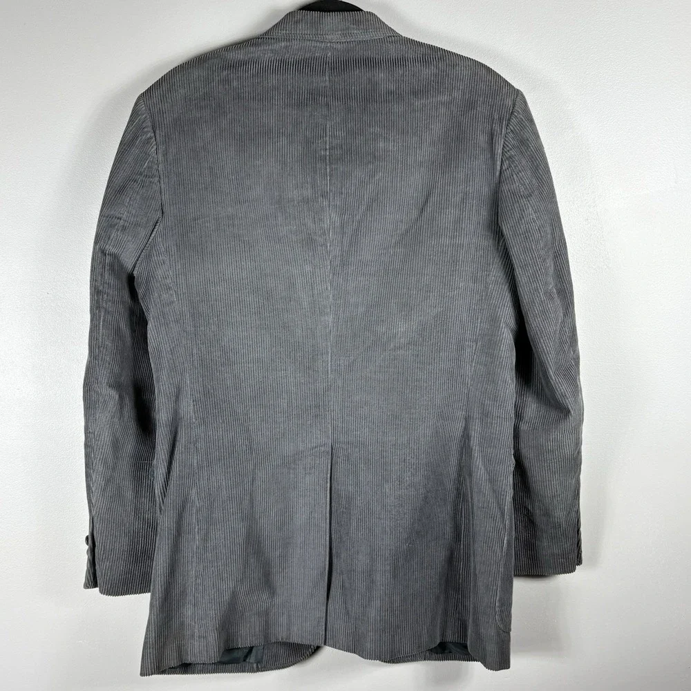 The Mens Store 42L Gray Corduroy Two Button Single Vent Sport Coat Blazer VTG